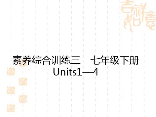 初中中考英语总复习练测课件 教材复习 素养综合训练 七年级下册Units 1—4