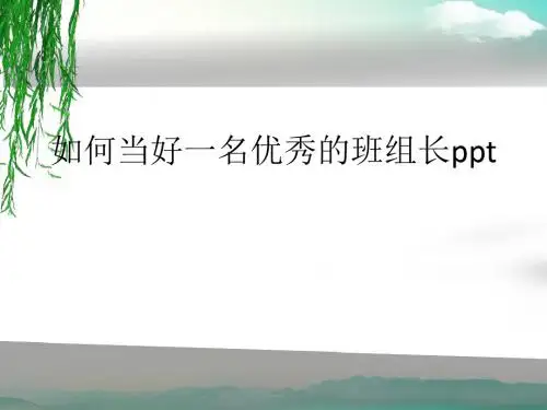 如何当好一名优秀的班组长ppt.ppt