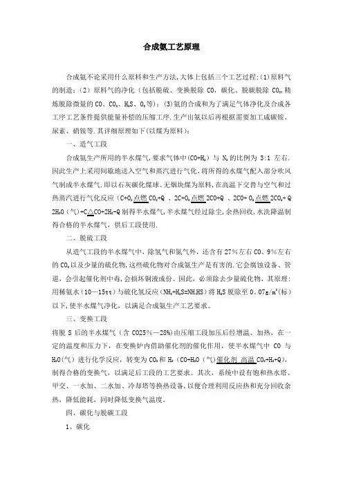合成氨工艺原理