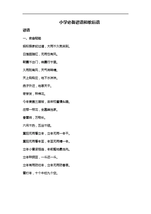 小学必备谚语和歇后语