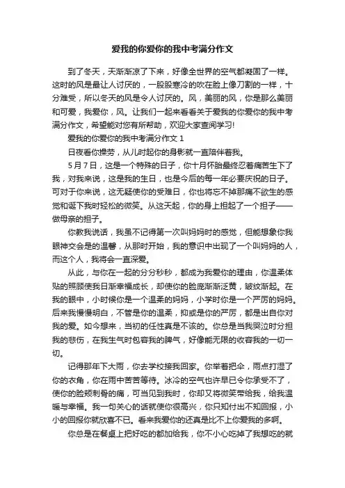 爱我的你爱你的我中考满分作文