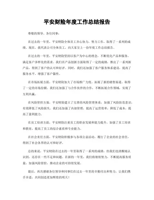 平安财险年度工作总结报告