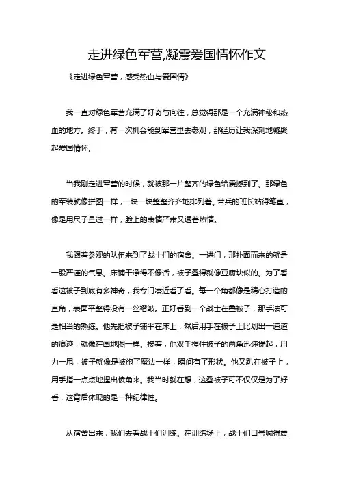 走进绿色军营,凝震爱国情怀作文
