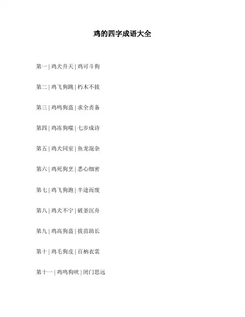 鸡的四字成语大全
