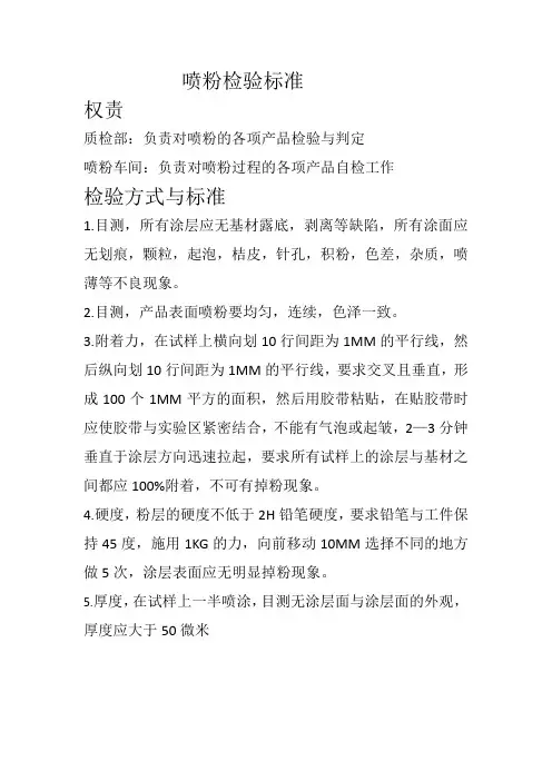 喷粉检验标准