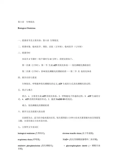 第六章  生物氧化