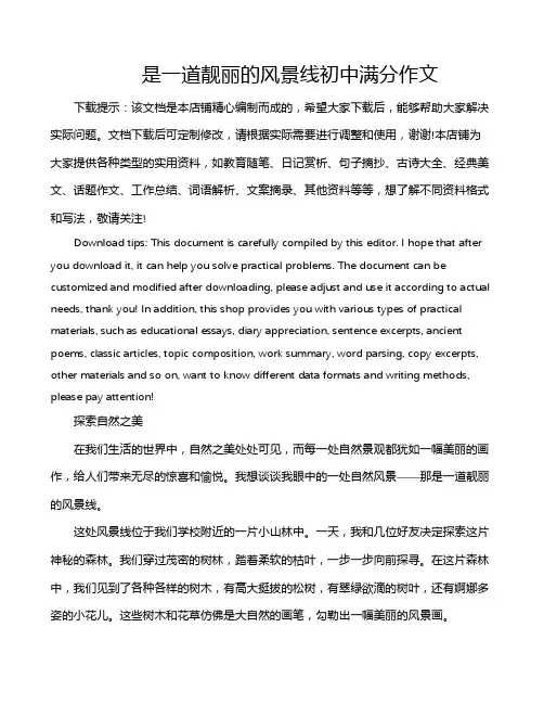 是一道靓丽的风景线初中满分作文
