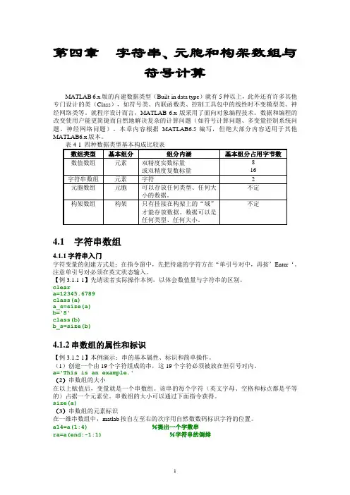 MATLAB实验上机所用word(字符串及其运算篇)