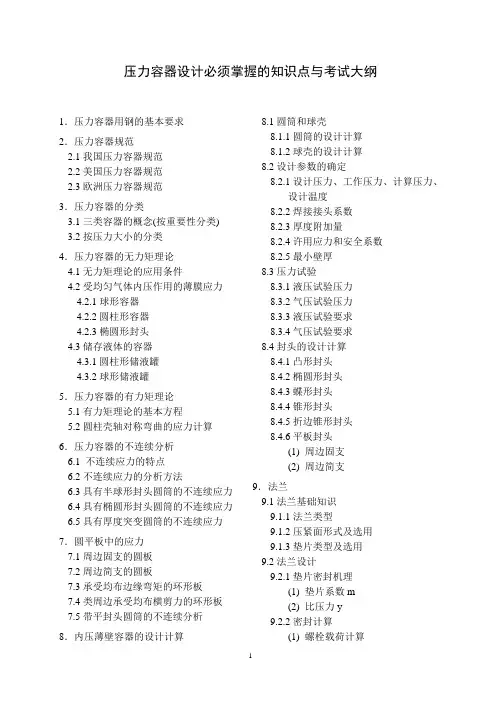 压力容器设计必须掌握的知识点与考试大纲