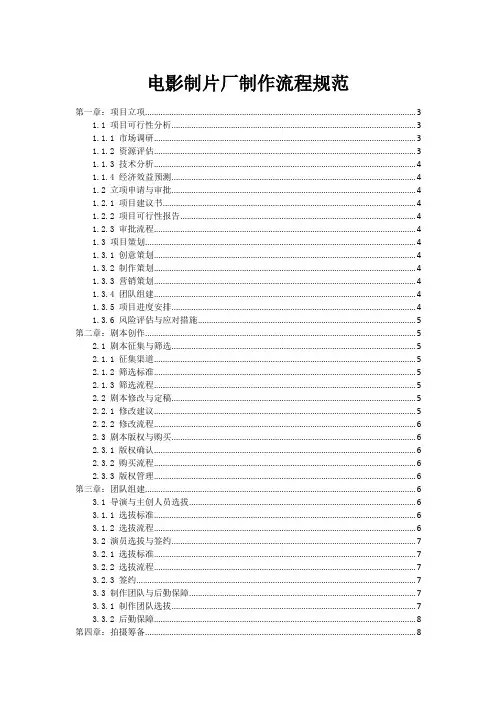 电影制片厂制作流程规范