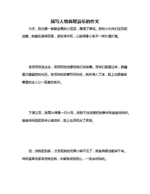 描写人物喜怒哀乐的作文