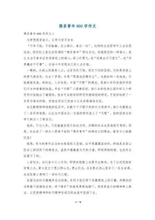 佛系青年800字作文