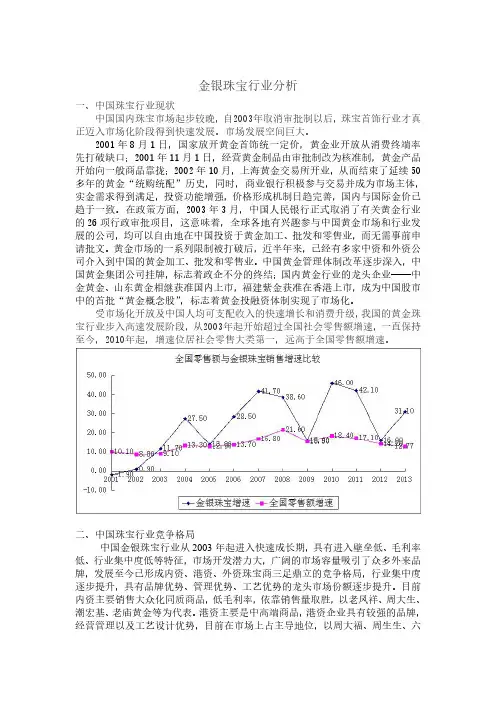 金银珠宝行业分析