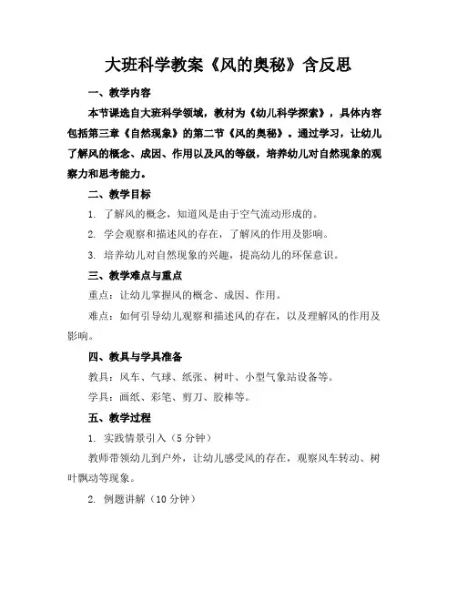 大班科学教案《风的奥秘》含反思