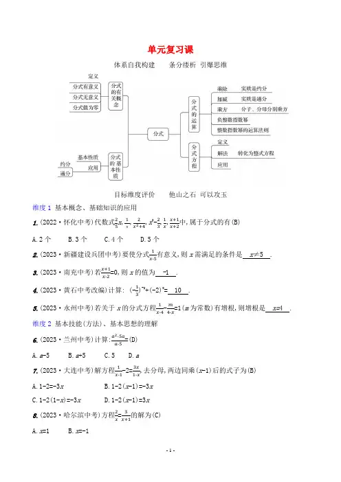 2024年人教版八年级上册数学第十五章单元复习课