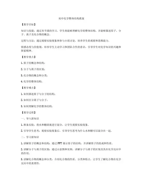 初中化学整体结构教案