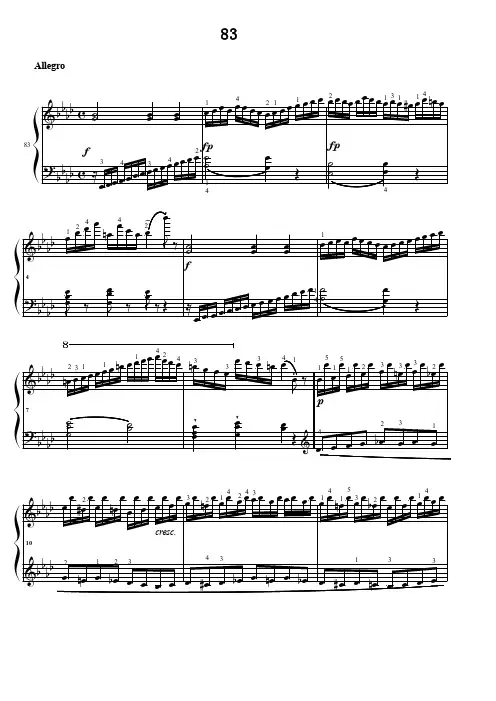 车尔尼139 钢琴简易练习曲 第83 首 原版 五线谱 钢琴谱 正谱  乐谱
