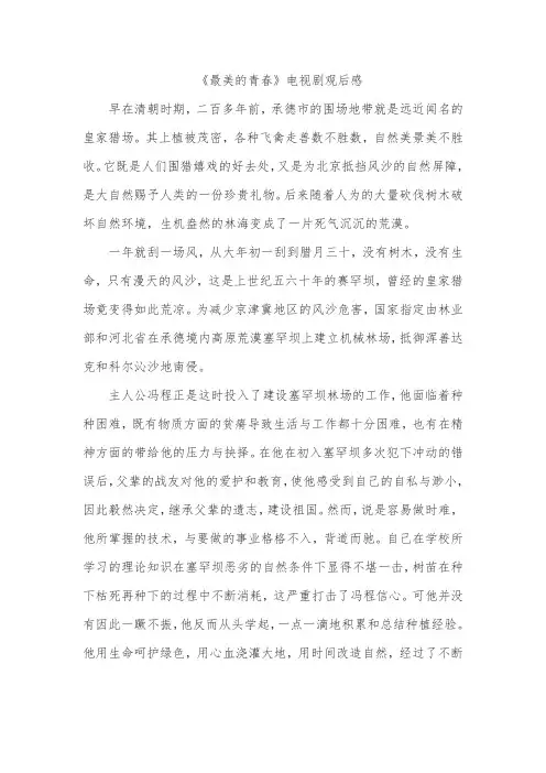 《最美的青春》电视剧观后感