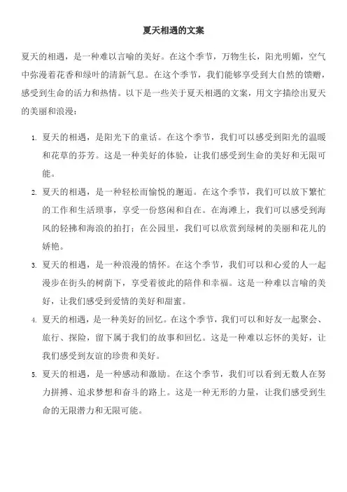 夏天相遇的文案