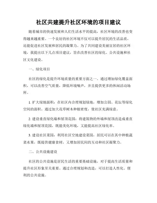 社区共建提升社区环境的项目建议