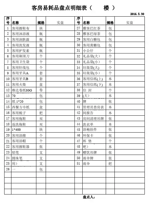 易耗品盘点表