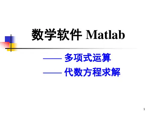 Matlab多项式运算与代数方程求解
