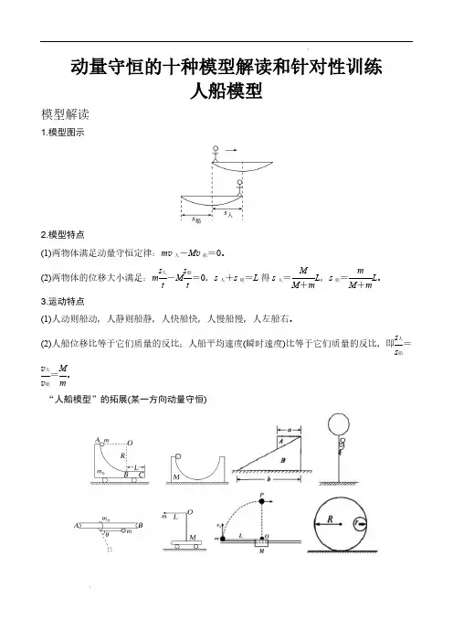 人船模型(原卷版)—动量守恒的十种模型解读和针对性训练——2025届高考物理一轮复习