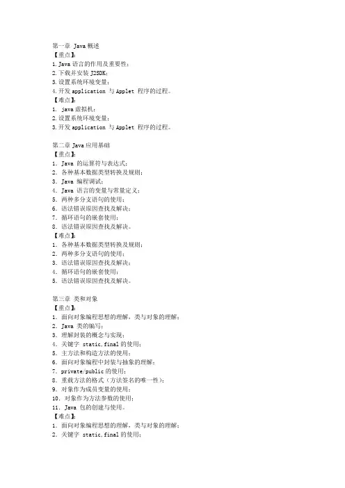 java重点难点