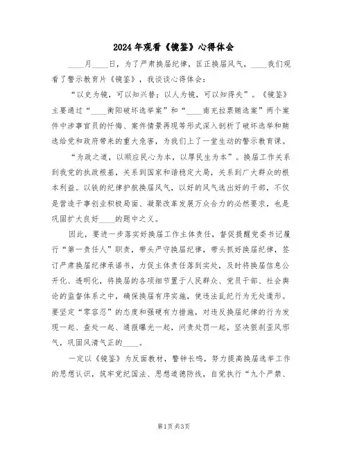 2024年观看《镜鉴》心得体会(2篇)