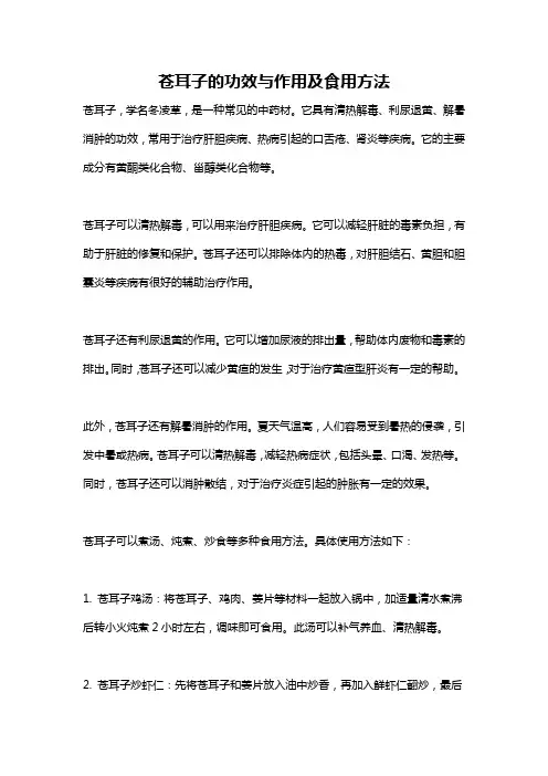 苍耳子的功效与作用及食用方法