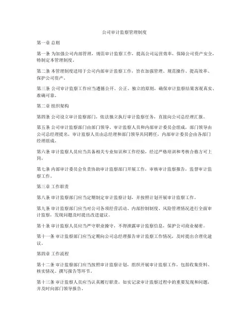 公司审计监察管理制度