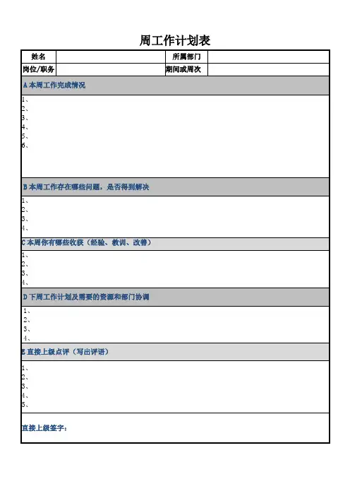周工作计划表(模板)