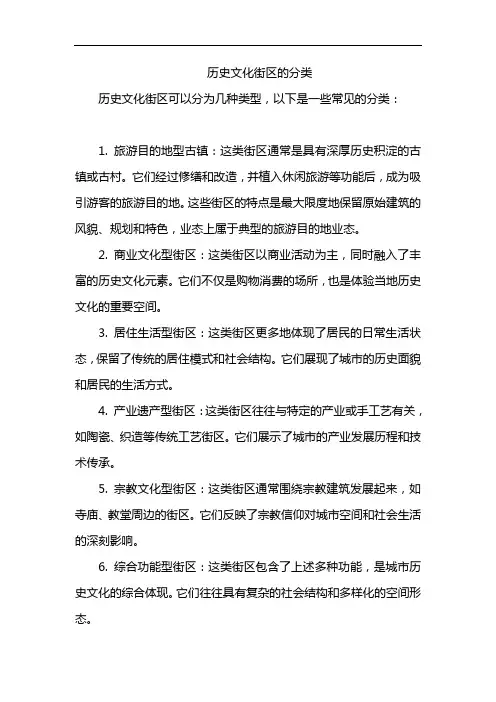 历史文化街区的分类