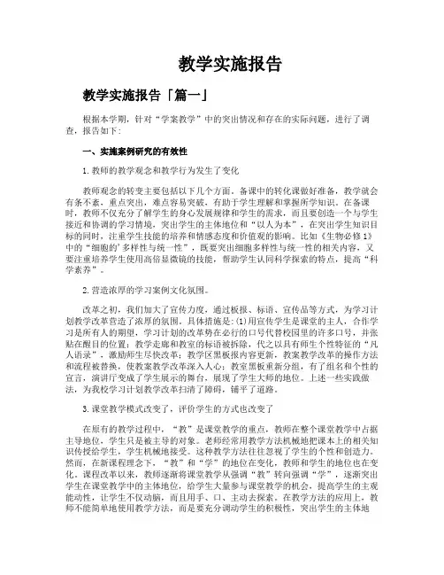教学实施报告