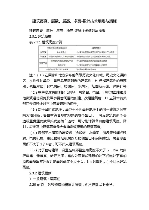 建筑高度、层数、层高、净高-设计技术细则与措施