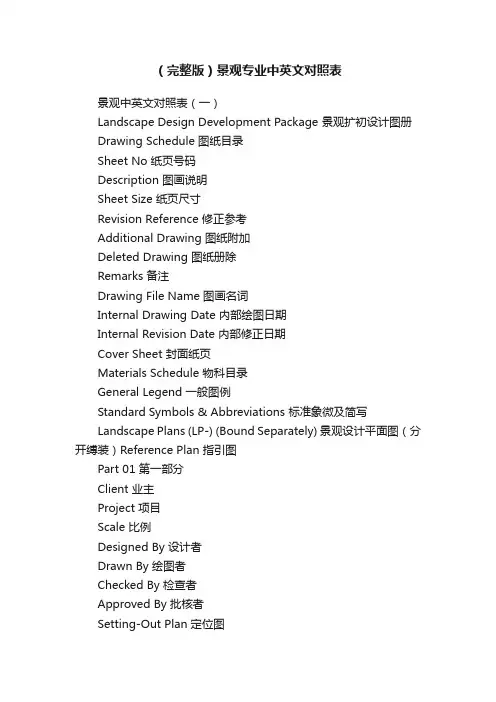 （完整版）景观专业中英文对照表