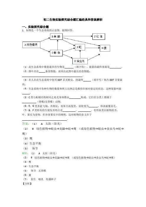 初二生物实验探究综合题汇编经典和答案解析