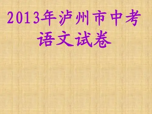 泸州市2013中考试卷