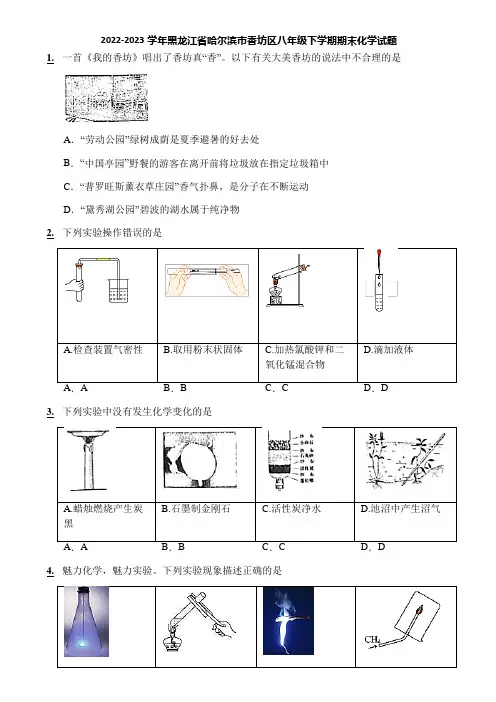 2022-2023学年黑龙江省哈尔滨市香坊区八年级下学期期末化学试题