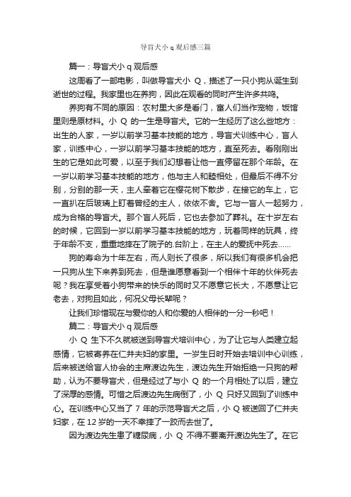 导盲犬小q观后感三篇