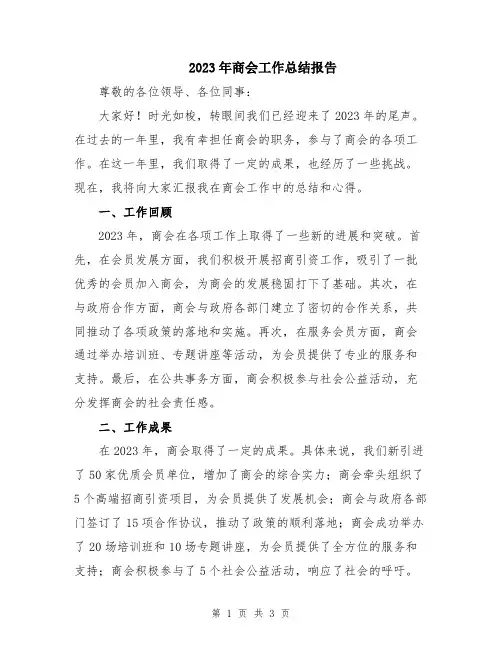 2023年商会工作总结报告