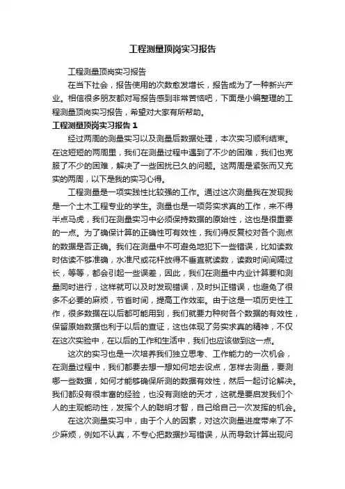 工程测量顶岗实习报告