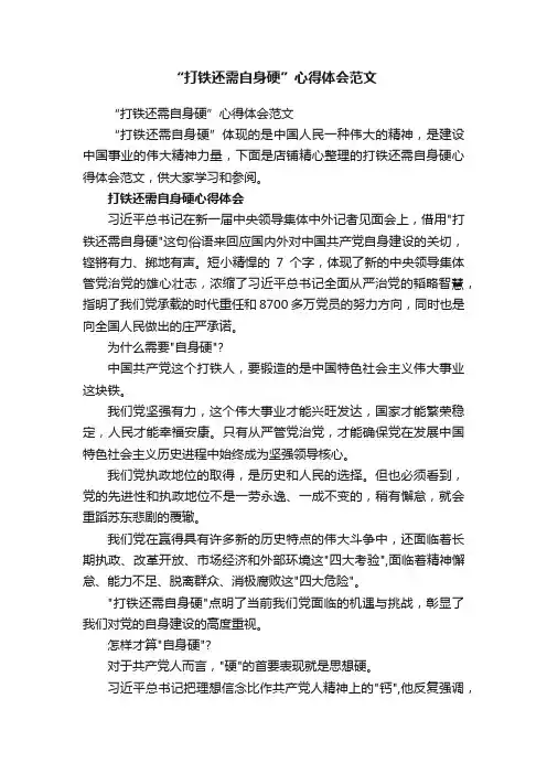 “打铁还需自身硬”心得体会范文