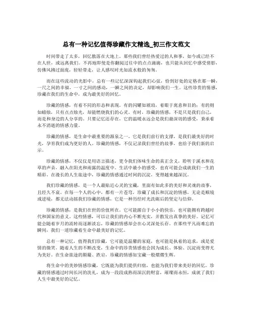 总有一种记忆值得珍藏作文精选_初三作文范文