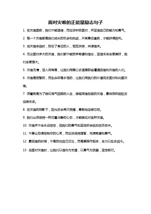 面对灾难的正能量励志句子