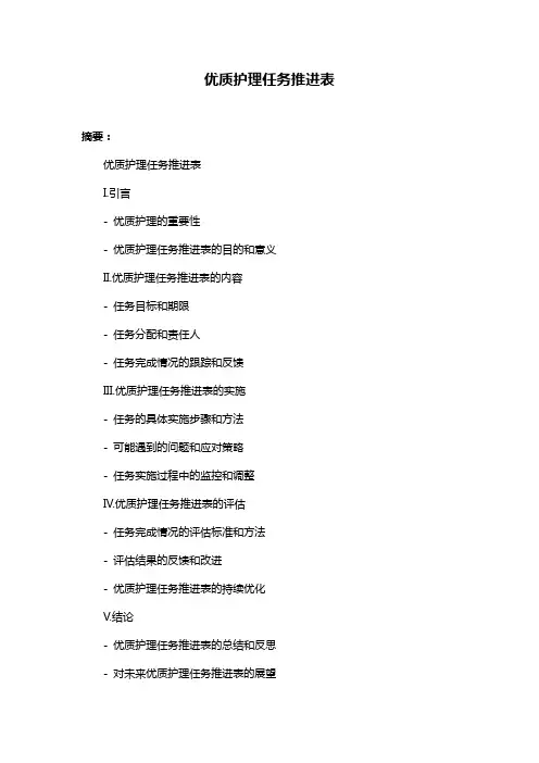 优质护理任务推进表