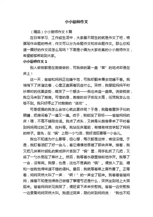 （精品）小小厨师作文3篇