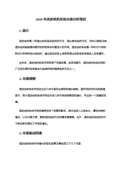 2024年透皮给药系统市场分析现状
