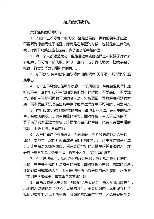 关于挫折的好词好句大全