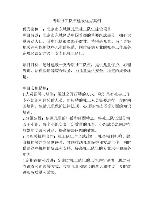专职社工队伍建设优秀案例